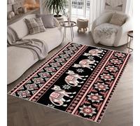 Générique Chat Tapis Couloir Interieur 80x150cm Bohème Ethnique Lavable Antidérapant, Poils Ras Doux Tapis Décoration Moderne pour Chambre Salon Coucher,Cuisine, Salle à Manger 2H10