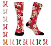 Générique Chaussette de Noël Personnalisable - Créez vos Chaussettes Homme et Femme avec Photo, Chaussettes Unisexe Amusantes à Image de Visage, Cadeau Familial en Taille Mi-Mollet