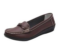 Générique Chaussure Orthopédique Confortable Cuir Souple pour Femme, Chaussures De Marche Légère Urbaine Femme sans Lacets, Semelle Compensée Antidérapantes, Idéales pour Infirmières, Travail Debout