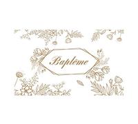 CHEMIN DE TABLE BAPTÊME FLEURI 30CMX5M Or / Blanc