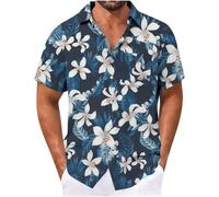 Générique Chemise Hawaienne Homme Manche Courte Chemisette Été Décontracté Grande Taille Vêtements Extérieure Plage Vetement Confortable Habit Mode Fleurs Impression Haut 07 Multicolore 5XL