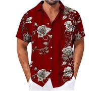 Générique Chemise Hawaienne Homme Manche Courte Chemisette Été Décontracté Grande Taille Vêtements Extérieure Plage Vetement Confortable Habit Mode Fleurs Impression Haut 02 Multicolore L