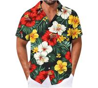 Générique Chemisette Homme Manches Courtes Chemise Impression Hawaienne Vetement Plage Été Respirant Vêtements Léger Doux Habit Confortable Extensible Respirant Haut 06 Multicolore XL