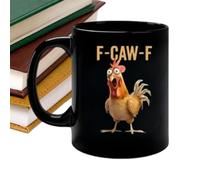 Générique Chicken Tea Mug - 11oz Rooster Theme Ceramic Hot Cold Cup | Chicken Mug Cup | For Office School Apartment Cafe College Dorm Living Room Bedroom Kitchen, Fun Prank Coffee Cúp, F-Caw-F