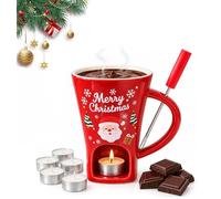 Générique Christmas Chocolate Melting Cup With Forks, Beurre, NoëL, FêTe Maison (Santa Red)