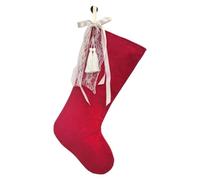 Générique Christmas Stocking - 18.5 inch Vintage White Bow Holiday Decor | Polyester Christmas Sock Decoration For Mantel Fireplace Tree Wall Door Window Home Room Dorm And Party Display