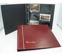 Générique Classeur Album Safe Bordeaux au Format 33cmsx33cms + 25 Feuilles à Fond Noir pour 300 Cartes Postales Anciennes (20 Horizontales - 5 Verticales)