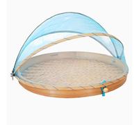 Générique Cloche à Fromage Fruit 25 cm Garde Manger Bambou Corbeille Plateau Fromage Filet Bleu Turquoise Naturel protège Aliments Corbeille à Pain