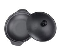 Générique Cocotte en Fonte Induction Double Poignée en Fer et Bakélite, Marmite Ménagère Noire, Casserole de Cuisinière Sûre Cuisson Riz et Mijotés