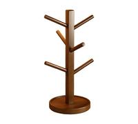 Générique Coffee Mug Holder - Cup Rack With 6-Hook, Coffee Cup Stand, Bamboo | Wood Mug Stand Rack Hanger Organizer, Decorative Racks For Counter Wedding Living Room Cafe Restaurant Hotel Party