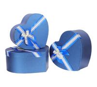 Générique Coffret de Rangement en Papier Bleu Forme Cœur 3 Pièces Décoratif et Chic pour Occasions de Festival et Saint Valentin