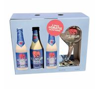 Générique Coffret Verre à Bière Delirium Officiel, Calice Tulipe 33cl + 6 Bouteilles, Style Art Déco, pour Dégustation ou Collection (Delirium Tremens Blonde)