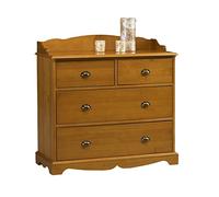 Générique Commode 4 Tiroirs Pin Miel Style Anglais avec Crédence L 96 H 91.6 P 42 cm