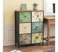 Générique Commode à 6 tiroirs pour Chambre, Buffet, Armoire Industrielle, Plateau en Bois, Cadre en métal, tiroirs en Tissu, pour Salon, Chambre d'enfant, Couloir, Rustique