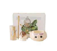 Générique Compatible for 2/5/7 pièces bol en céramique thé Matcha couleur rose cinq fouet bambou avec bec verseur Kit de brassage(5pcs purple)
