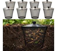 Générique Composteur À vers Enterré avec Couvercle, Panier De Compostage Métallique pour Déchets De Cuisine Et De Jardin, Conteneur De Lombricompostage pour Carrés Potagers(8 Set)