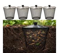 Générique Composteur À vers Enterré avec Couvercle, Panier De Compostage Métallique pour Déchets De Cuisine Et De Jardin, Conteneur De Lombricompostage pour Carrés Potagers(4 Set)