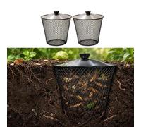 Générique Composteur À vers Enterré avec Couvercle, Panier De Compostage Métallique pour Déchets De Cuisine Et De Jardin, Conteneur De Lombricompostage pour Carrés Potagers(2 Set)