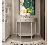 Générique Console de Rangement pour entrée, Table d'appoint étroite, Console en Bois Massif en Forme de Demi-Lune avec tiroir et étagère de Rangement Semi-Circulaire pour Salon et entrée.