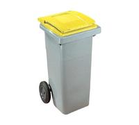 Générique Conteneur à déchets 120 litres tri sélectif 2 roues couleur (Jaune)