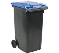 Générique Conteneur à Roulettes 240L, Gris avec Couvercle Bleu, pour Jardins, Parcs et Grandes Cuisines
