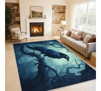 Générique Corbeau Tapis Chambre Cuisine Bureau 100x150cm, Antidérapant Tapis Corbeau Arbre Mort Poil Ras Doux Lavable en Machine pour Decoration Maison X-N4