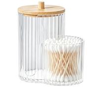 Générique Cotton Ball Holder, Clear Dustproof Organizer Canister, Cotton Pad Storage Container with Lid, Bathroom Counter Storage Jar for Bedroom Cabinet Dorm Organizer Set 4.72x3.94in