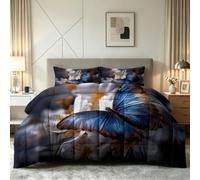 Générique Couette 140 x 200 cm Imprimée Enfant - 4 Saisons, Couette 1 Personne Gothique Papillon, 2 Taies d'oreiller 65x65, Fantaisie Fleurs Edredon Douce Confortable Microfibre Douce sans Housse