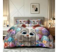 Générique Couette 140 x 200 cm Imprimée Mignon Animaux, 4 Saisons Couette 1 Personne Réversible sans Housse - Chaude Lavable Douce Confortable Respirante Couverture Quilting Lapin Pâques