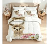 Générique Couette 140x200 4 Saisons Alpaga Couette Imprimée Réversible Fleurs Animaux sans Housse Duvet 1 Personne Édredon Legere Chaude Lavable en Machine et 2 Taies d'oreiller1y600