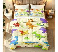 Générique Couette 140x200 4 Saisons Dessin Animé Dinosaure Couette Imprimée Réversible Enfants Mignons sans Housse Duvet 1 Personne Édredon Legere Chaude Lavable en Machine et 2 Taies d'oreiller1y600
