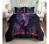 Générique Couette 140x200 cm Enfant Imprimée Fantasy Dragon, Couette 1 Personne pour Lit 90x190 cm, Chaude Anti-acariens Édredon pour 4 Saisons Dinosaure, Douce et Confortable