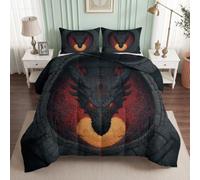 Générique Couette 140x200 cm Enfant Imprimée Fantasy Dragon Noir, Couette 1 Personne pour Lit 90x190 cm, Chaude Anti-acariens Édredon pour 4 Saisons Arche Lave, Douce et Confortable