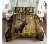 Générique Couette 140x200 cm Enfant Imprimée Forêt Nature, Couette 1 Personne pour Lit 90x190 cm, Chaude Anti-acariens Édredon pour 4 Saisons Animal Cerf, Douce et Confortable