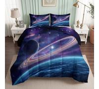 Générique Couette 140x200 cm Enfant Imprimée Sci-FI Ciel Étoilé, Couette 1 Personne pour Lit 90x190 cm, Chaude Anti-acariens Édredon pour 4 Saisons Univers Galaxie, Douce et Confortable