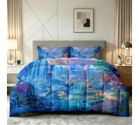 Générique Couette 200 x 200 cm Imprimée Fantaisie Cascade, 4 Saisons Couette 2 Personnes Réversible sans Housse - Chaude Lavable Douce Confortable Respirante Couverture Quilting Magique Château Forêt