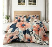 Générique Couette 200x200cm Imprimée Plante Floral Fleur Abstraite Art, 4 Saisons Couette 2 Personnes Réversible sans Housse - Microfibre Douce et Confortable Couverture Quilting Beige