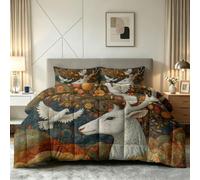 Générique Couette 220 x 240 cm Enfant Cerf, Couette Imprimée 4 Saisons pour Lit 1 Personnes - Duvet Réversible Chaud Campagne Forêt Animaux, Douce Édredon sans Housse et 2 Taie d'oreiller 65x65 cm