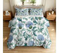 Générique Couette 220 x 240 cm Enfant Plantes, Couette Imprimée 4 Saisons pour Lit 1 Personnes - Duvet Réversible Chaud Vintage Feuilles, Douce Édredon sans Housse et 2 Taie d'oreiller 65x65 cm