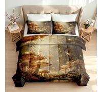 Générique Couette 220x240 4 Saisons Fleurs Champignons Papillons Duvet 2 Personnes Douce Légère et Chaude Vintage Rêveur Couette Imprimée Réversible Lavable Edredon avec 2 Taie d'oreiller 1q250