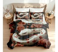 Générique Couette 240x260 Animaux Vintage Fleurs 4 Saisons Réversible Imprimée Rouge Rose Couette Legere Ete 2 Personnes Edredon Confortable avec 2 Taies d'oreiller Q-151