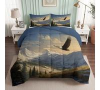 Générique Couette 240x260 cm Nature Forêt, Légère Réversible Couette Imprimée 4 Saisons pour Lit 2 Personnes, Sauvage Aigle Chauve Édredon sans Housse et 2 Taies d'oreiller 65x65 cm