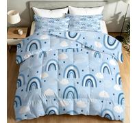 Générique Couette 260 x 240 cm Été en Douce et Confortable Microfibre, Édredon Lit 2 Personnes, Moderne Pois Élégant Irisé Nuages, Couette Été Légère et Respirante pour Enfants et Adulte, Bleu
