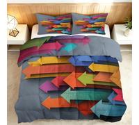 Générique Couette Coton 160x200cm Flèches Colorées Couette matelassée Extra Douce et Respirante, Hypoallergénique, 2 Taies d'oreiller 65x65 cm, Couverture d'hiver, Lavable