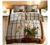 Générique Couette Coton 160x200cm Magnolia Blanc Couette matelassée Extra Douce et Respirante, Hypoallergénique, 2 Taies d'oreiller 65x65 cm, Couverture d'hiver, Lavable