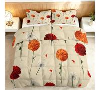 Générique Couette Coton 160x200cm Pétales Fleurs Pissenlits Couette matelassée Extra Douce et Respirante, Hypoallergénique, 2 Taies d'oreiller 65x65 cm, Couverture d'hiver, Lavable