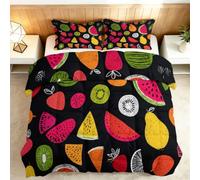 Générique Couette Coton 160x200cm Puzzle De Fruits Colorés Couette matelassée Extra Douce et Respirante, Hypoallergénique, 2 Taies d'oreiller 65x65 cm, Couverture d'hiver, Lavable