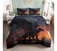 Générique Couette D'été 220x240 cm Fantasy Sombre Imprimée 4 Saisons pour Lit 2 Personnes, Dragon Volcan Couette sans Houss et 2 Taies d'oreiller, Edredon Réversible Chaud