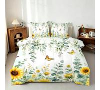 Générique Couette Été 260x240 Printemps Imprimée, Fleurs Couette sans Housse Personnes en Microfibre, Réversible Douce Parure lit 3 Pièces avec Taie d'oreiller, 4 Saisons, Lavable en Machine I&Po97