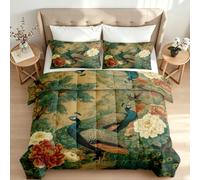 Générique Couette Imprimée 240x260 4 Saisons Réversible Pivoine Paon